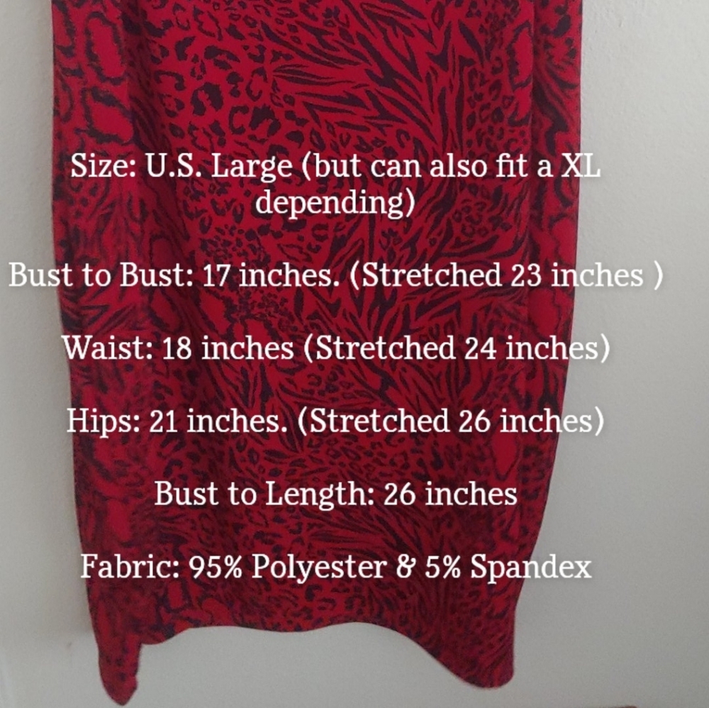 Red and black animal print dress